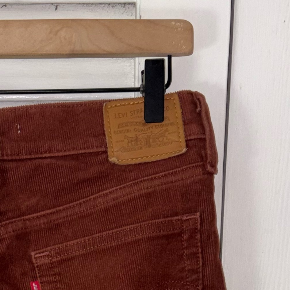 Levi's Wedgie Straight Corduroy Jeans 28 Rust Brown Ankle Crop High Rise - Picture 7 of 7